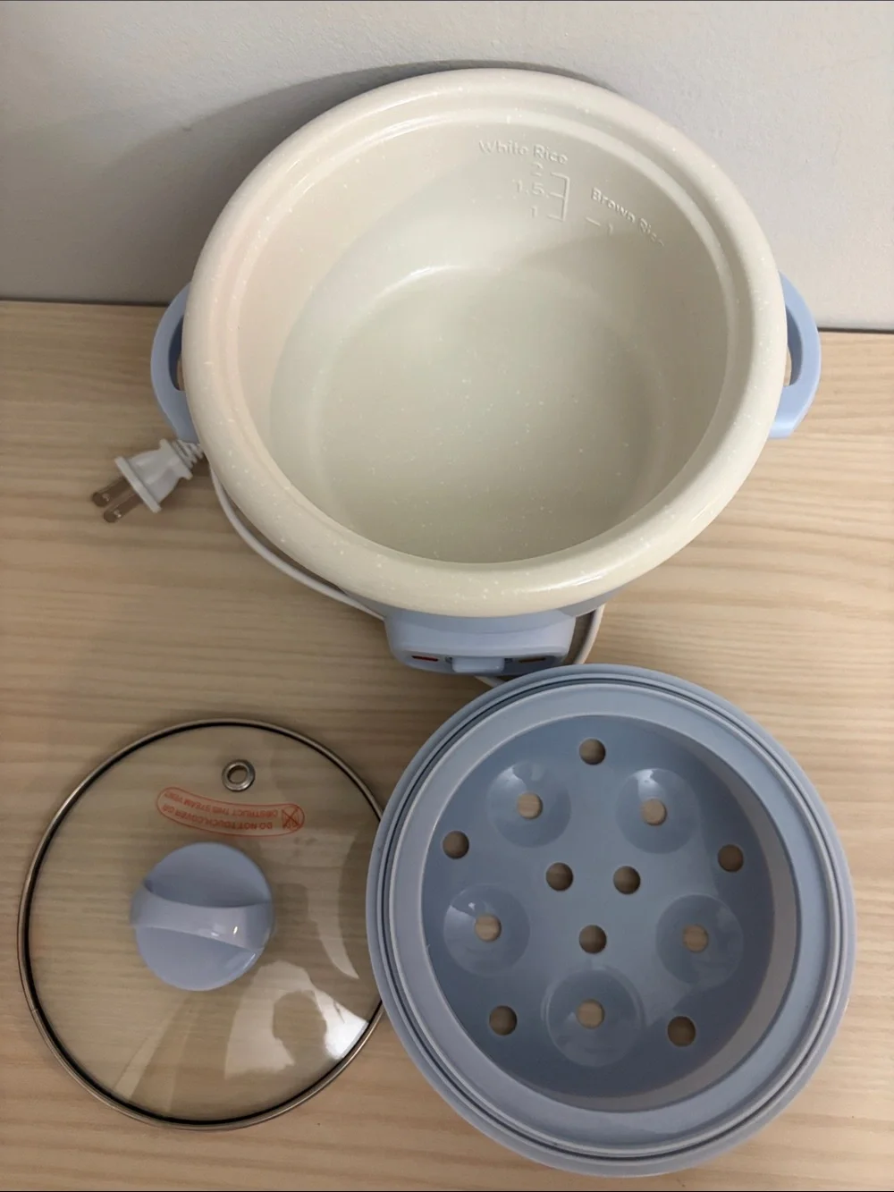 Aroma Home Light Blue Electric Rice Cooker with Glass Lid